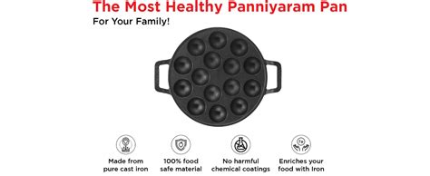Buy Vinod Legacy Cast Iron Stick Free Paniyarakkal Pan - 15 Cups, 25cm ...