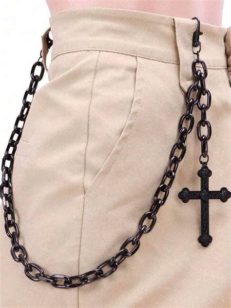Men's Punk Dark Metal Pants Chain With Cross Pendant – Y2K Gothic ...