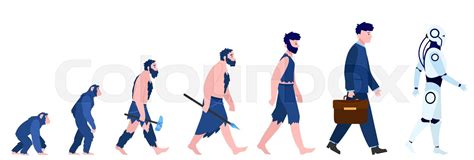 Cartoon human evolution isolated flat vector illustration | Stock ...