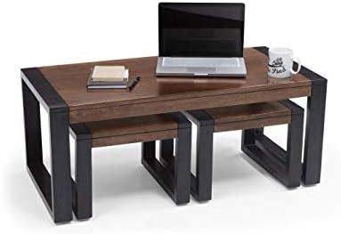 Enfurnish Solid Sheesham Wood Coffee Table with 2 Stool | Rectangle ...