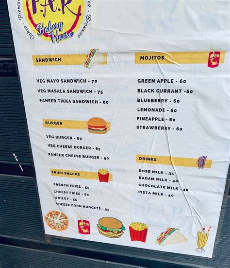 Menu at FAR Bakery House, Chennai