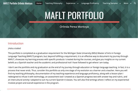 Portfolios – Master of Arts in Foreign Language Teaching Program