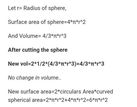 if sphere is cut off then total surface area of half portion is ...