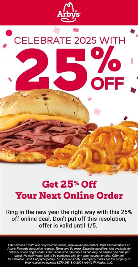 25% off online at Arbys restaurants | Arbys October 2025 Coupons, Promo ...