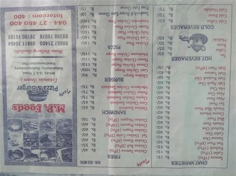 Menu at M.P. Foods, Kattankulathur