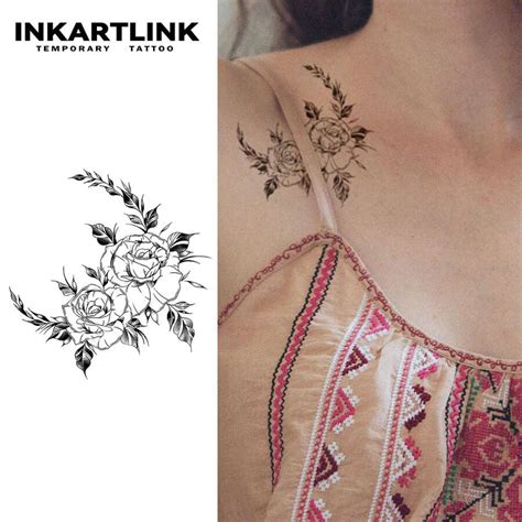 INKARTLINK Butterfly Flower Series 2 Temporary Tattoo Sticker, Long ...