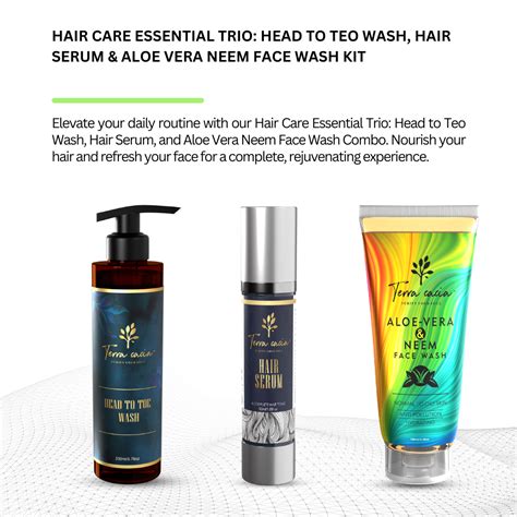 Hair Care Trio: Shampoo, Hair Serum & Aloe Neem Face Wash Kit – Terra Cacia