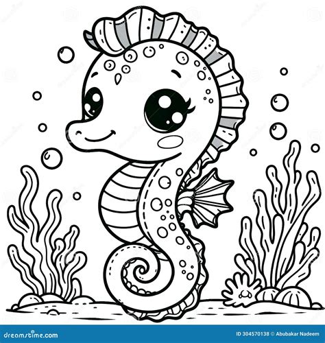 Simple Seahorse Coloring Page