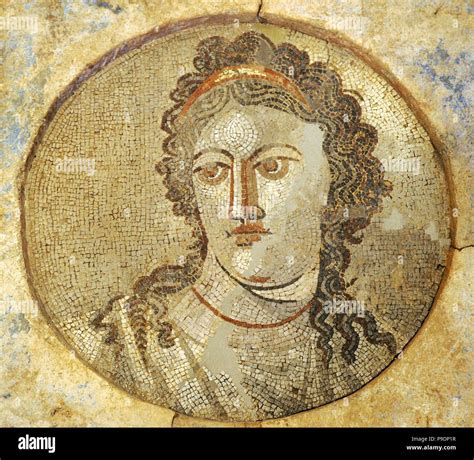 Mosaic of the wall depicting Mnemosyne, personification of memory ...