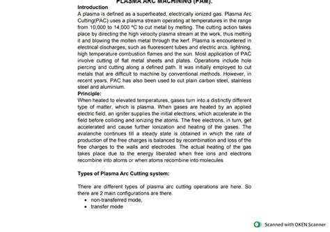 Modern Manufacturing Process - Plasma Arc Machining (PAM), Gas Cutting ...