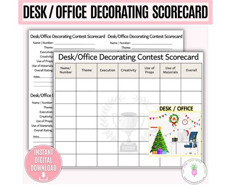 Desk or office decorating contest scorecard printable desk contest ...