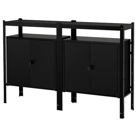 BROR shelving unit with cabinets, black, 170x40x110 cm (667/8x153/4x431 ...