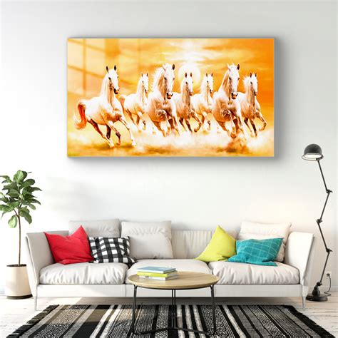 Seven Horses Wall Painting Glass Painting – Flair Glass