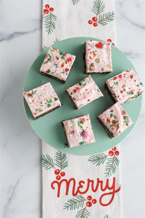 Pink Peppermint Christmas Brownies with White Chocolate Frosting | A ...