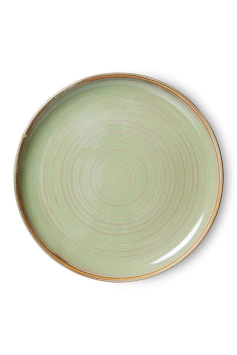 HKLIVING Bord chef ceramics dinner plate moss green - kklup