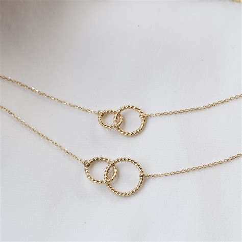 14k gold interlocking mother daughter necklace set 14k gold double ...