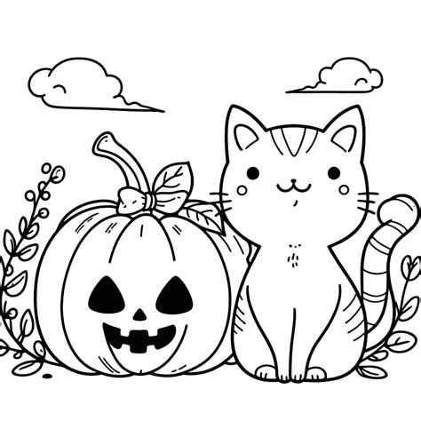 Free Halloween Cat coloring page - Download, Print or Color Online for Free