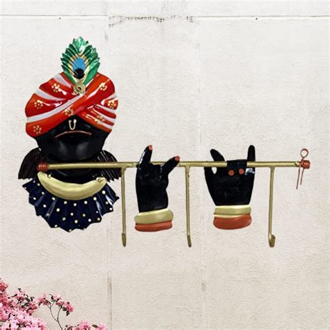 eCraftIndia Lord Krishna Wrought Iron Key Holder (25 cm x 1 cm x 18 ...