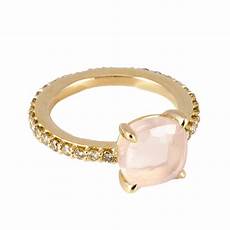 pomellato baby anello baby in oro rosa e quarzo rosa e brillanti brown pomellato baby anello baby in oro rosa e quarzo rosa e brillanti brown