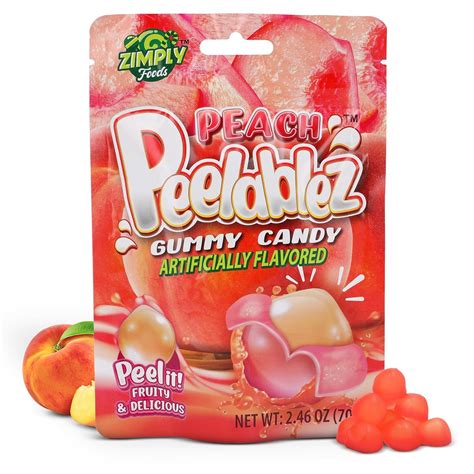 Amazon.com : Peelable Peach Gummies Pack of 3 - Reseable 2.46 Oz Each, 4D Gummies, Peach Peeling ...