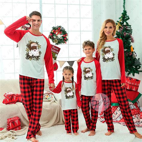 Merry Christmas Black Santa Pajamas For Adults - Family Christmas ...
