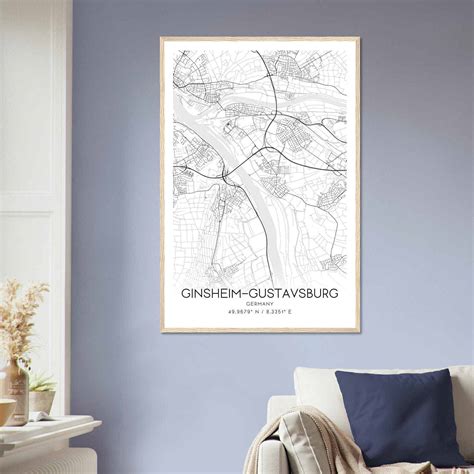 Ginsheim-Gustavsburg Germany Map Poster, Modern Home Decor Wall Art ...