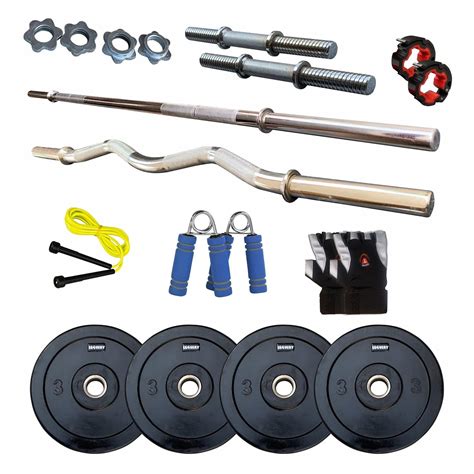 LEEWAY Rubber Weight Plates Set; 80 Kg Gym Plates Home Gym Combo ...