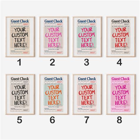 Customize Guest Check Poster Aesthetic Typographic Preppy - Etsy