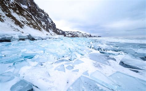 HD wallpaper: Blue ice snow Lake Baikal Siberia Russia, cold ...