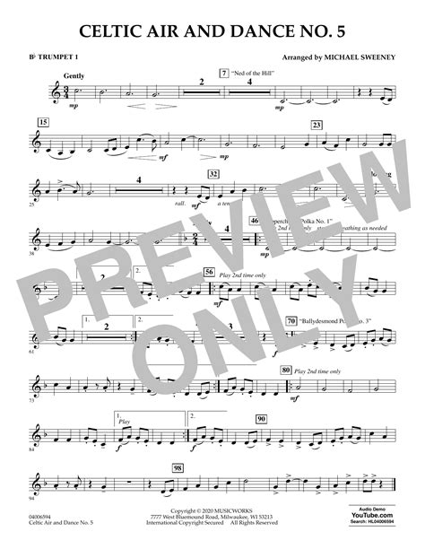 Celtic Air and Dance No. 5 - Bb Trumpet 1 by Michael Sweeney Sheet ...