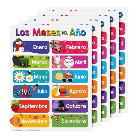 Los Meses del Año Spanish Chart for Preschool to Gradeschool Kids ...