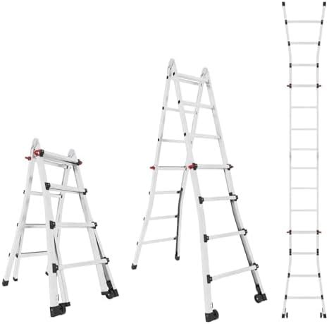 EQUAL 13.5Ft. Aluminium Ladder for Home, 14 Step Ladder for Household ...