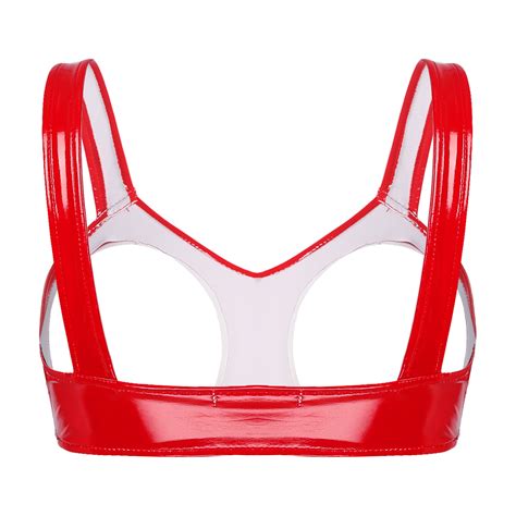 Women's Sexy Wet Look PVC Leather Open Cup Bra Top Bralette Lingerie Nightclub | eBay