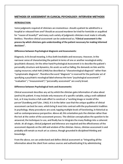Interview Method in Assessment | PDF | Psychological Evaluation ...