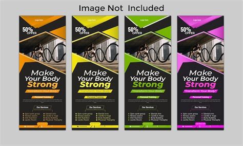 Fitness- oder Fitnessstudio-Roll-up oder Standee-Banner-Design-Vorlage ...