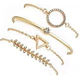 Buy Shining Diva Fashion Set of 4 Multilayer Charm Bangle Gold Plated ...
