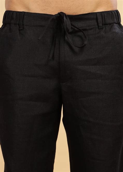 Figo - Pure Linen Drawcord Pants - Black – Linen Trail