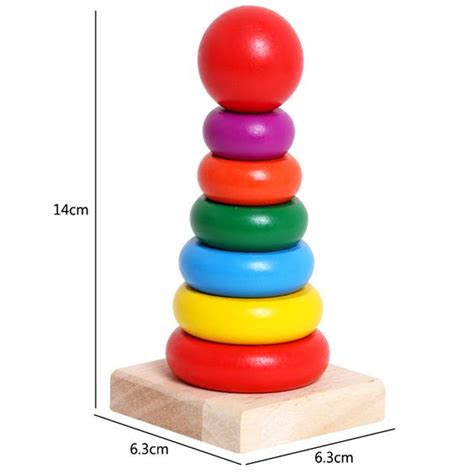 Wooden Rainbow Stacking Rings Tower – Littleok - Wooden toy & Play ...