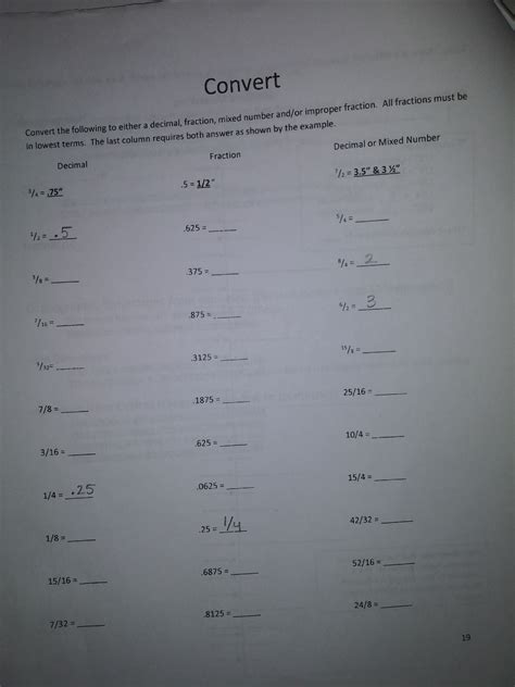 Hire Convert Convert the following to either a decimal, fraction, mixed ...