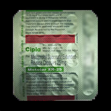 METOLAR XR 25MG CAPSULE 15'S Price, Uses, Side Effects & Substitutes ...