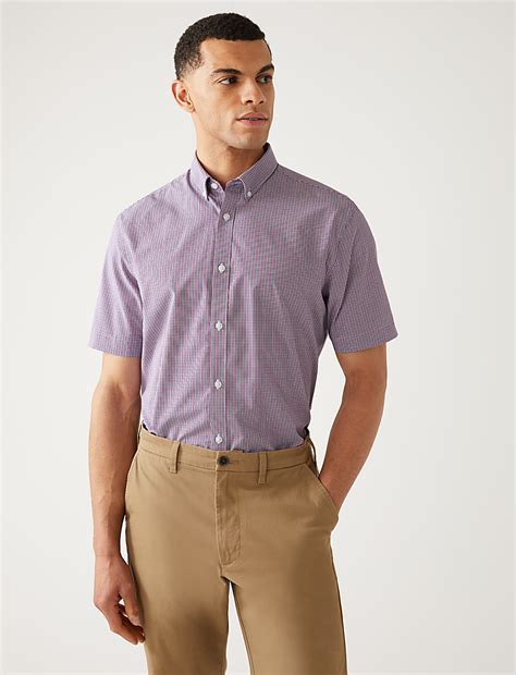 Buy 2pk Regular Fit Check Short Sleeve Shirts at Marks & Spencer