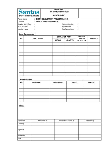 Image result for Loop Detector Test Form Example