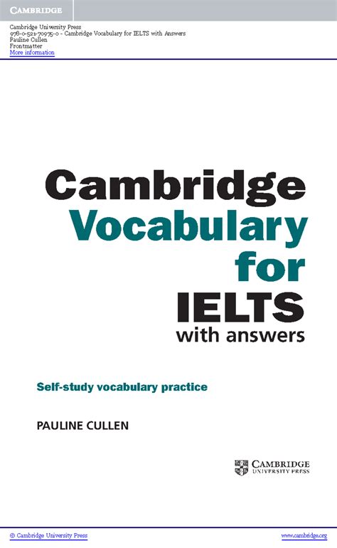 Cambridge IELTS Vocabulary Guide: Cambridge Vocabulary for IELTS - Studocu