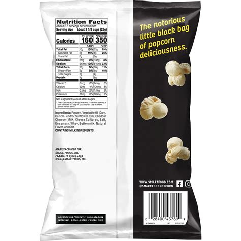 Smartfood White Cheddar Popcorn Nutrition Information | Besto Blog