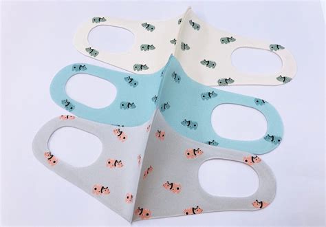 レトロ可愛い 赤べこマスク 子供サイズ パターン柄 パステルカラー | ORIGINAL PRINT MASK nodakogei