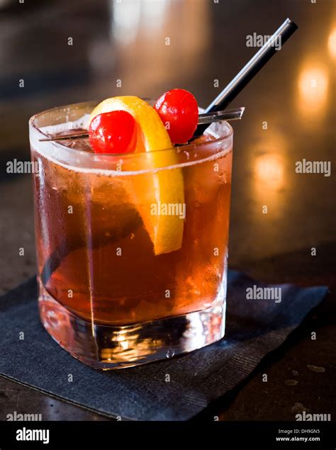 brandy old fashioned cocktail served at a bar in Milwaukee Wi Stock ...