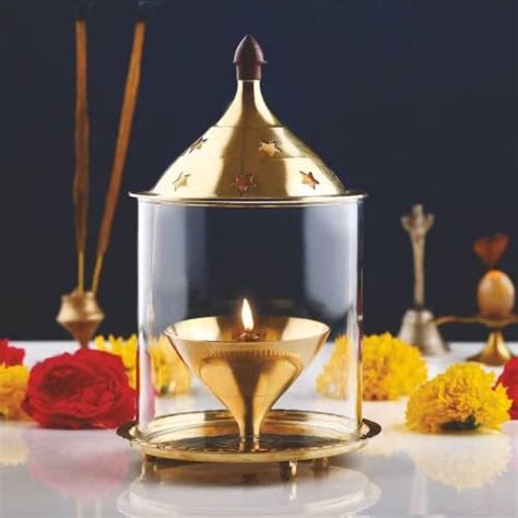 Buy True Decor 6 Inches Akhand Diya for Puja Big Size Brass Akhand ...