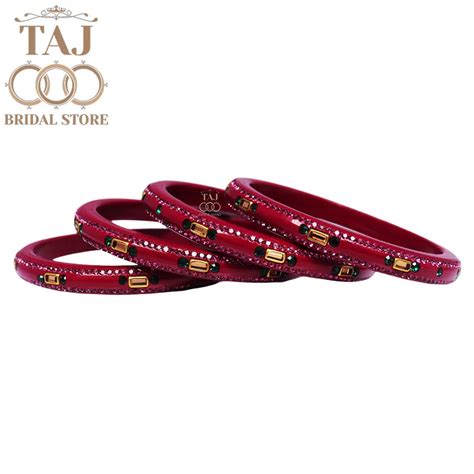 Fancy Lac Kada Bangles with Kundan and Rhinestones (Set of 4) – Taj ...