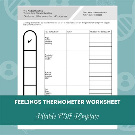 Feelings Thermometer Worksheet | Editable / Fillable PDF Template | for ...