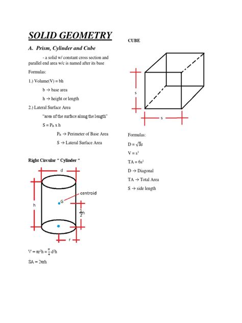 Solid Geometry Formulas | PDF | Area | Tetrahedron